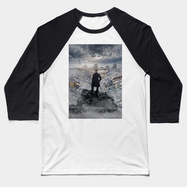 Wanderer above the Sea of Trash Baseball T-Shirt by Lab7115